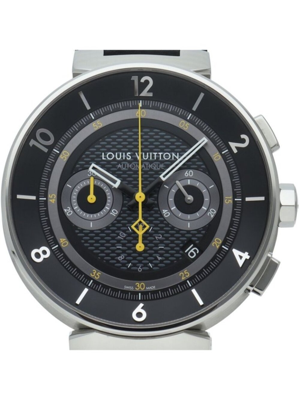Louis Vuitton Tambour Moon Chronograph 43 SS Rubber Watch Black